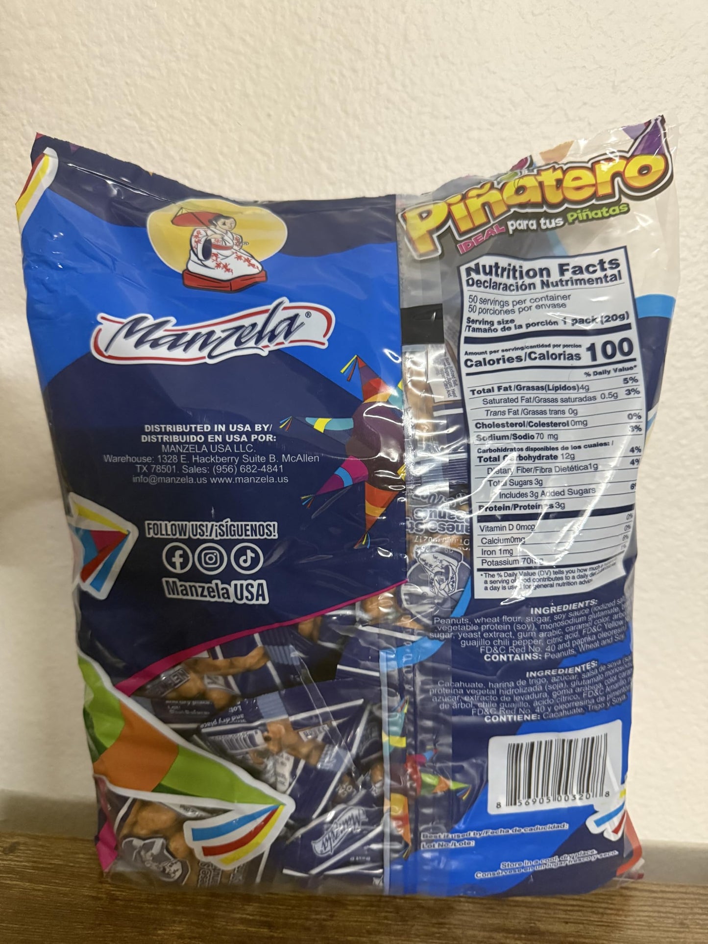 Manzela Pinateros cacahuete Japanese style Peanuts of Ideal Para Tus Piatas 20g/0.7oz 50 Counts