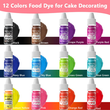 Gel Food Coloring - 12 Colors Food Gel Coloring, Food Grade Food Coloring for Cookie Decorating, Vibrant Concentrated Food Dye f