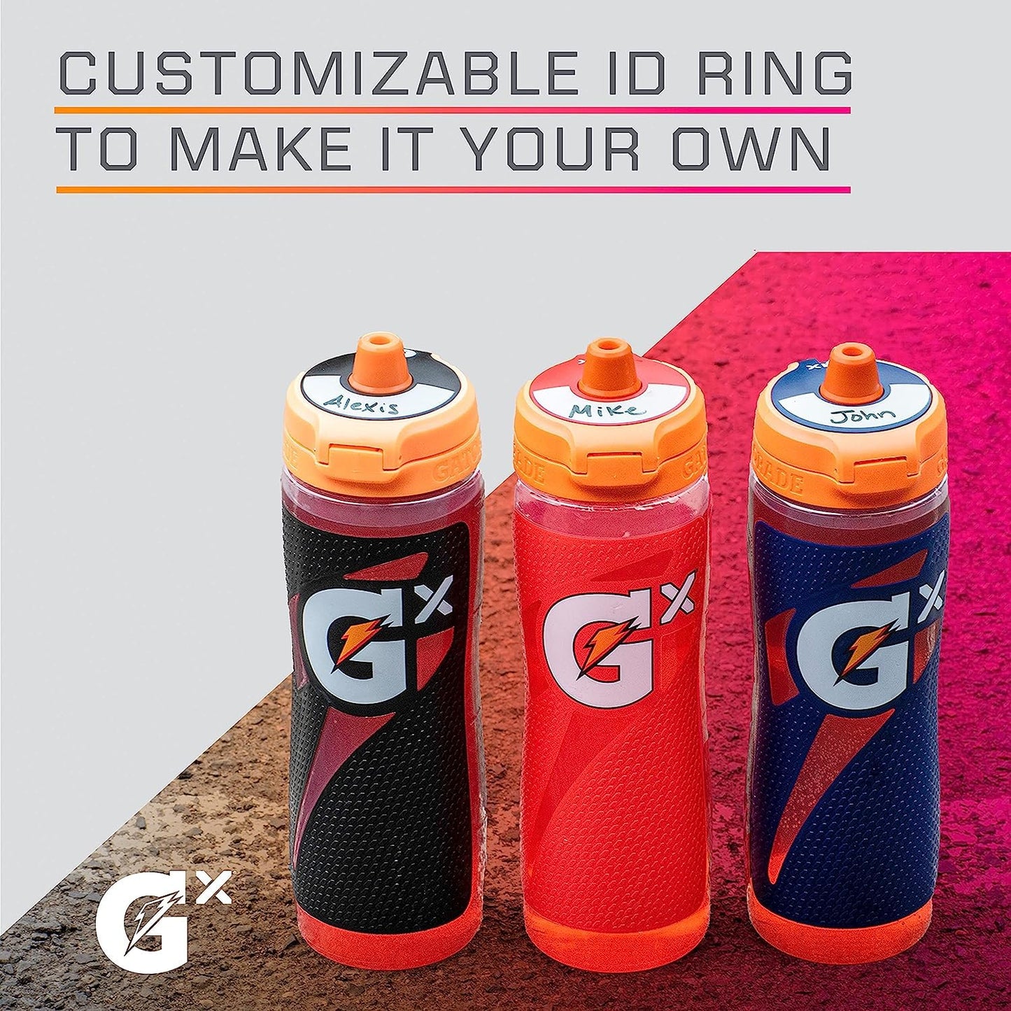 Gatorade Gx NFL Non-Slip Squeeze Bottles & Hydration System, 30 Ounces, Plastic, Indianapolis Colts, Model 10052000056874