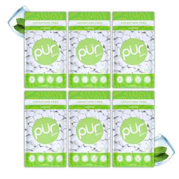 Pur Gum | Aspartame Free Chewing Gum | 100% Xylitol | Natural Coolmint Flavored Gum, 55 Pieces (Pack Of 6)