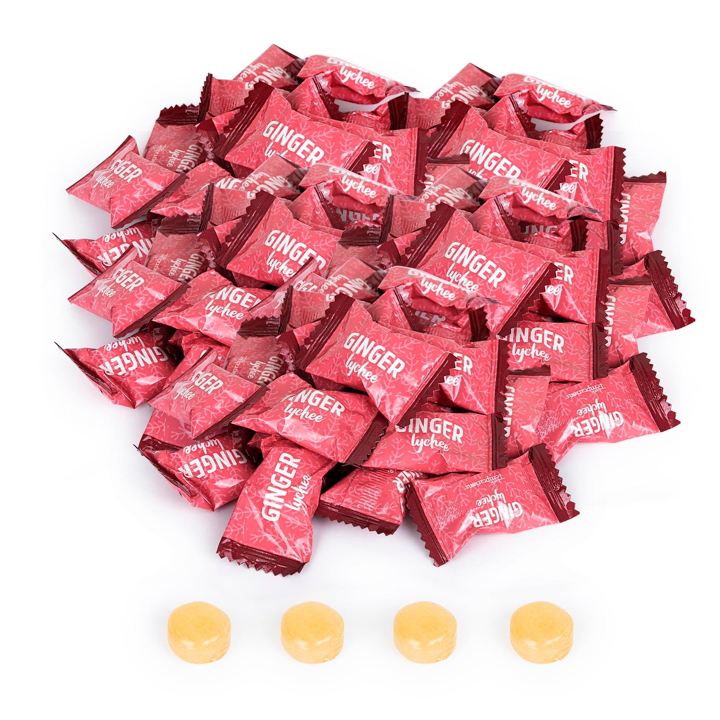 Ginger Hard Candy, Tropical Lychee 2 lb bag, Individually Wrapped Healthy Candy, The Sweet and Spicy Natural Remedy for Anti-Nau