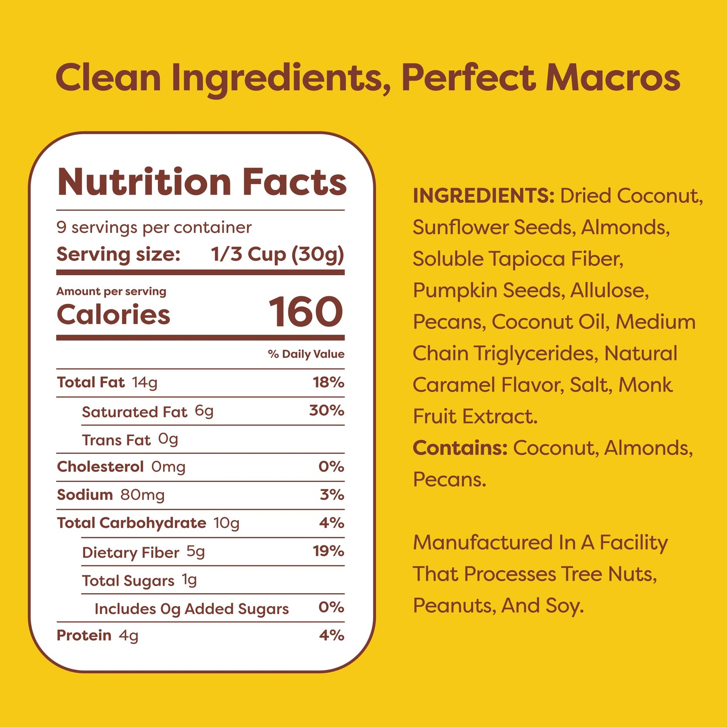 Kiss My Keto Sugar Free Granola, Salted Caramel 1-Pack - Curb Cravings with Few Net Carbs - Allulose Sweetened, Resealable & Glu