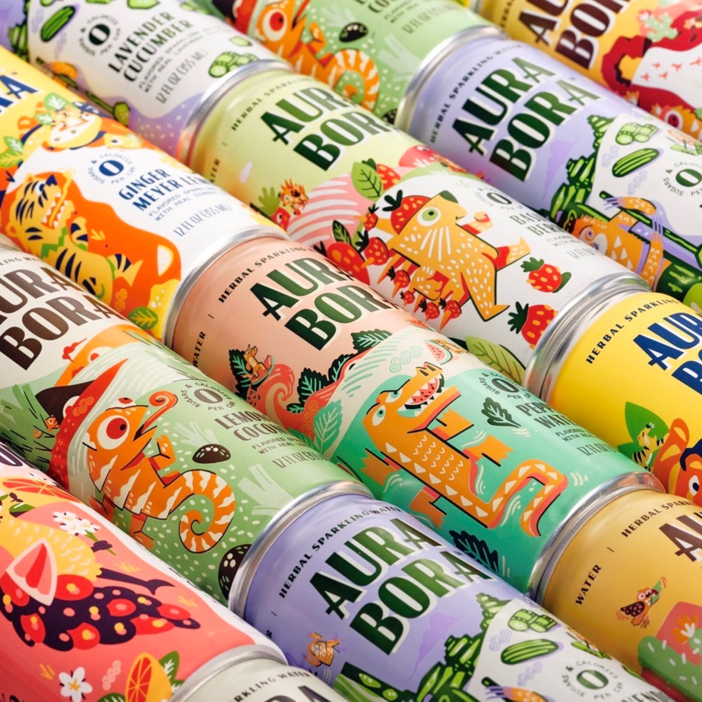 Aura Bora, Lavender Cucumber Herbal Sparkling Water, 12 oz Can (Pack of 12), 0 Calories, 0 Sugar, 0 Sodium, Non-GMO