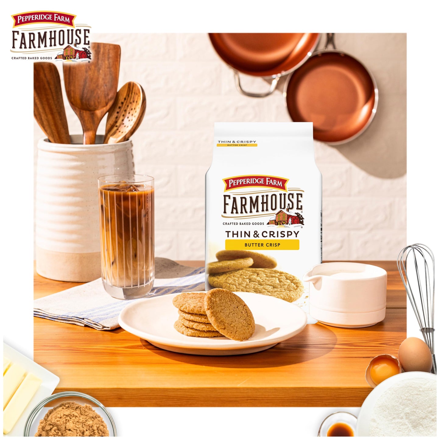 Pepperidge Farm Farmhouse Thin & Crispy Butter Crisp Cookies, 6.9 Oz Bag