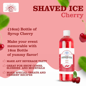 Under The Sun Products- 16Oz Bottle Of Snow Cone Syrup (16 Fl Oz (Pack Of 1), Cherry)