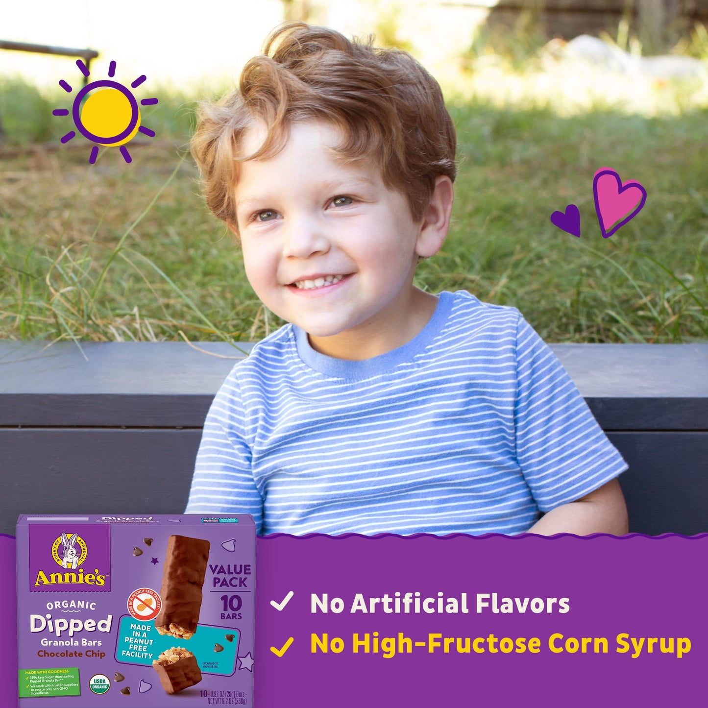 Annies Organic Dipped Granola Bars, Chocolate Chip, Peanut Free, 10 Bars, 9.2 oz (Pack of 6)