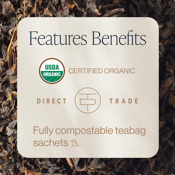 Rishi Tea English Breakfast Tea | USDA Organic Direct Trade Sachet Tea Bags, Certified Kosher Pure Black Tea, Energizing & Caffe
