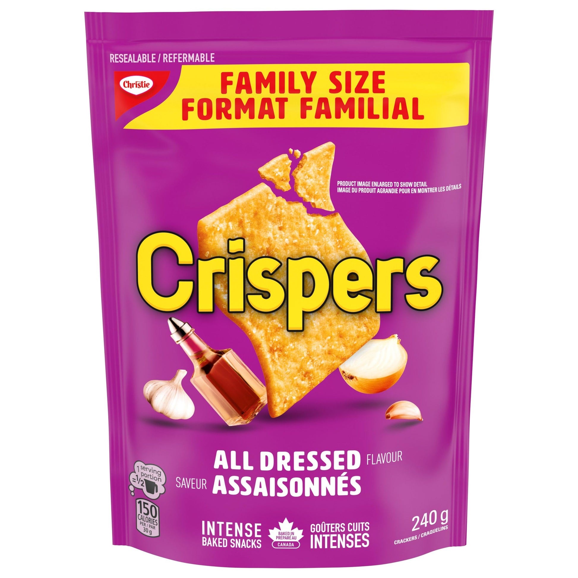 Crispers All Dressed Family Size Crackers, 240g (Imported from Canada)