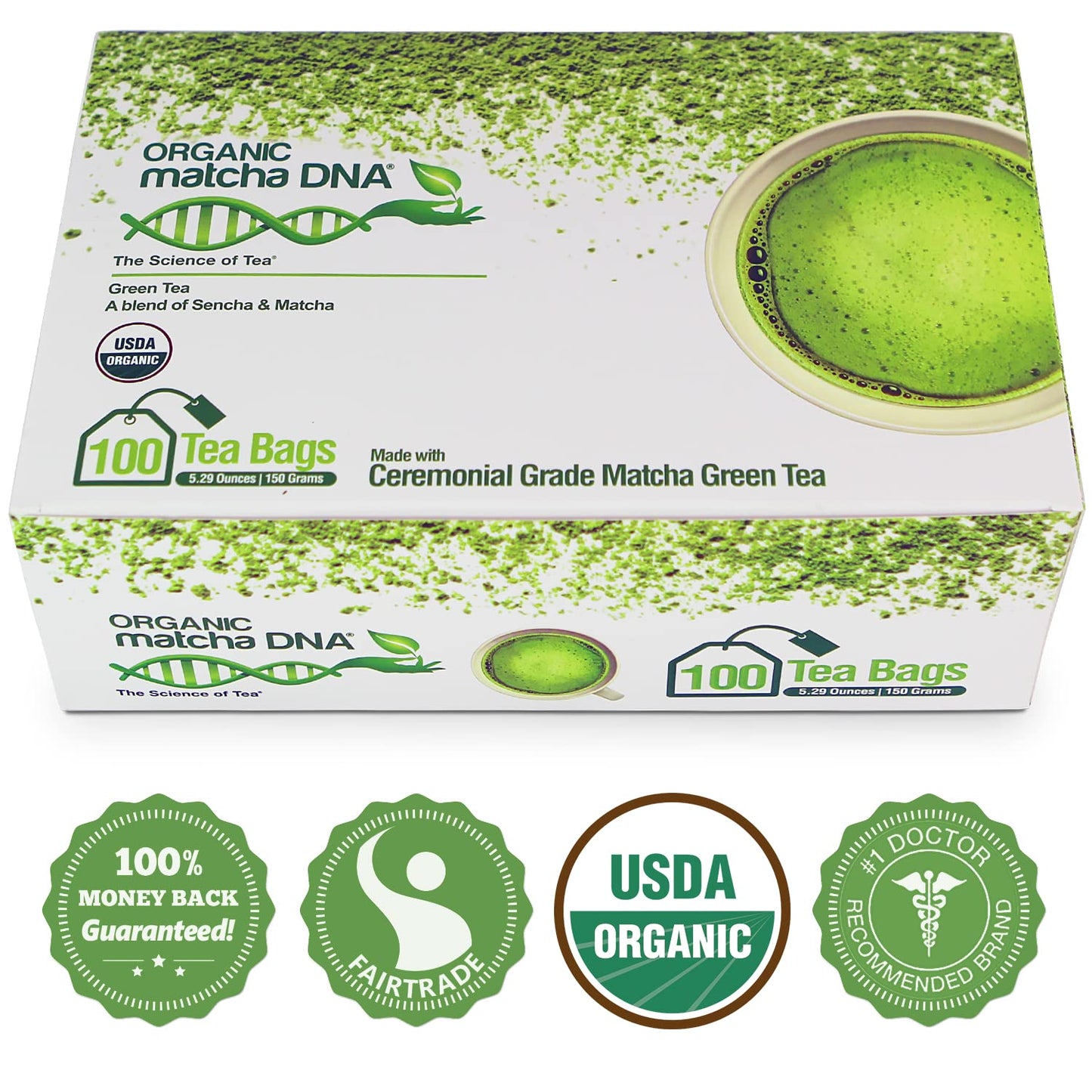 Matcha Teabags Matchadna Certified Organic Matcha Green Tea By Matcha Dna - 100 Teabags
