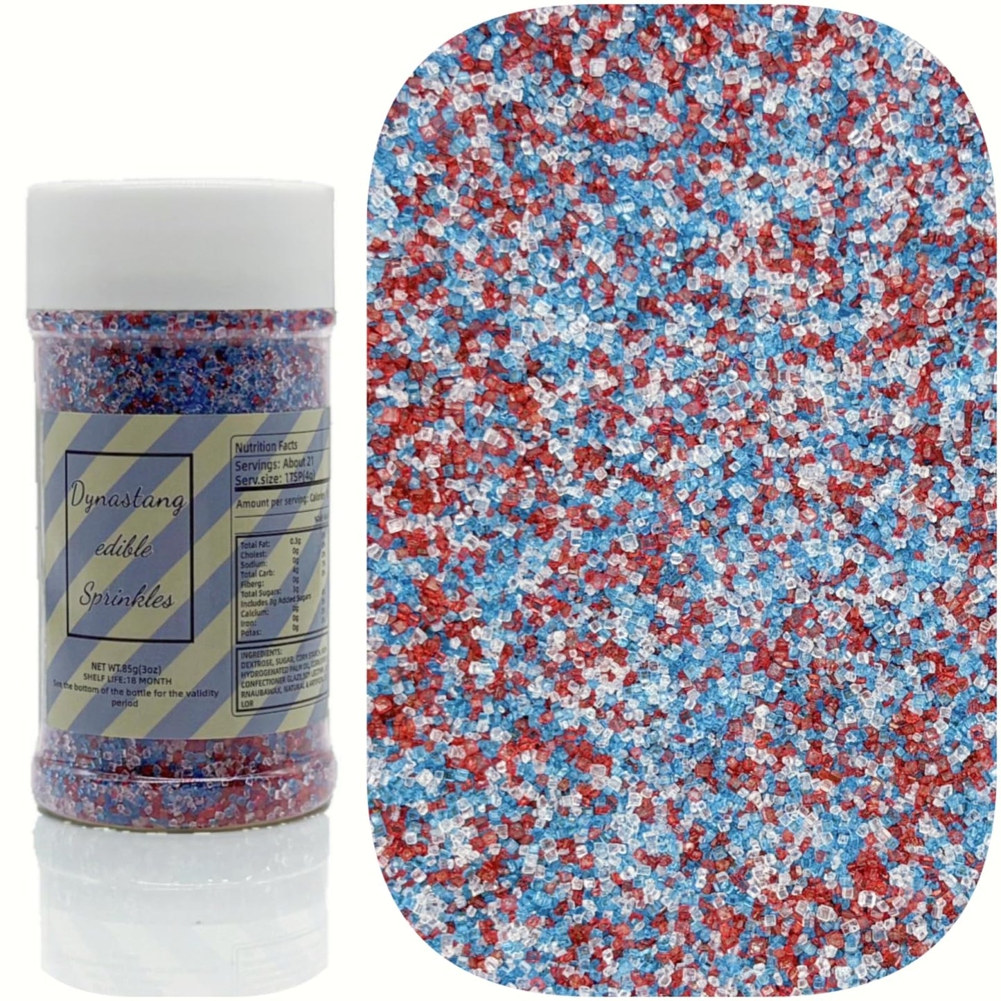 Dynastang Patriotic Sanding Sugar Sprinkles Edible Sugar Crystals Cake Decoration Cupcake Toppers Cookie Decorating Perfect for