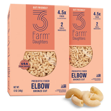 Three Farm Daughters High Fiber Elbow Macaroni Pasta Pack, Low GI, Non GMO Elbow Pasta Noodles, Low Net Carb, Made in the USA, 1