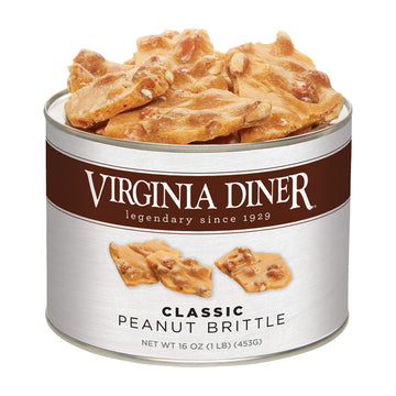 Virginia Diner Gourmet Natural Classic Peanut Brittle - Xl Buttery Virginia Peanuts Non-Gmo, Preservative Free Gifts From Virginia Since 1929-16 Oz Can