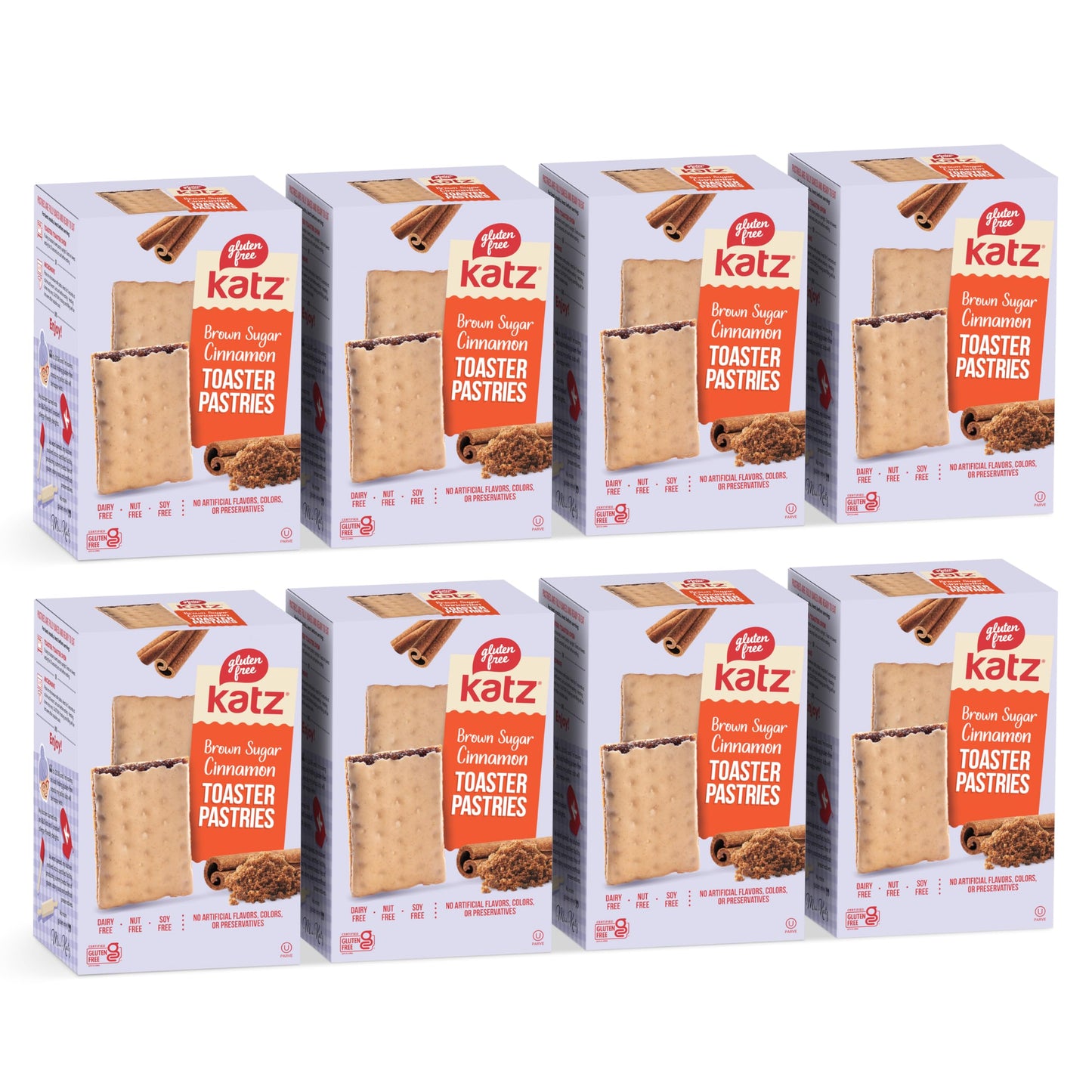Katz Gluten Free Toaster Pastries. Cinnamon. Gluten Free. Dairy Free, Nut Free, Peanut Free, Soy Free. Kosher Snacks. 8 OZ (Pack
