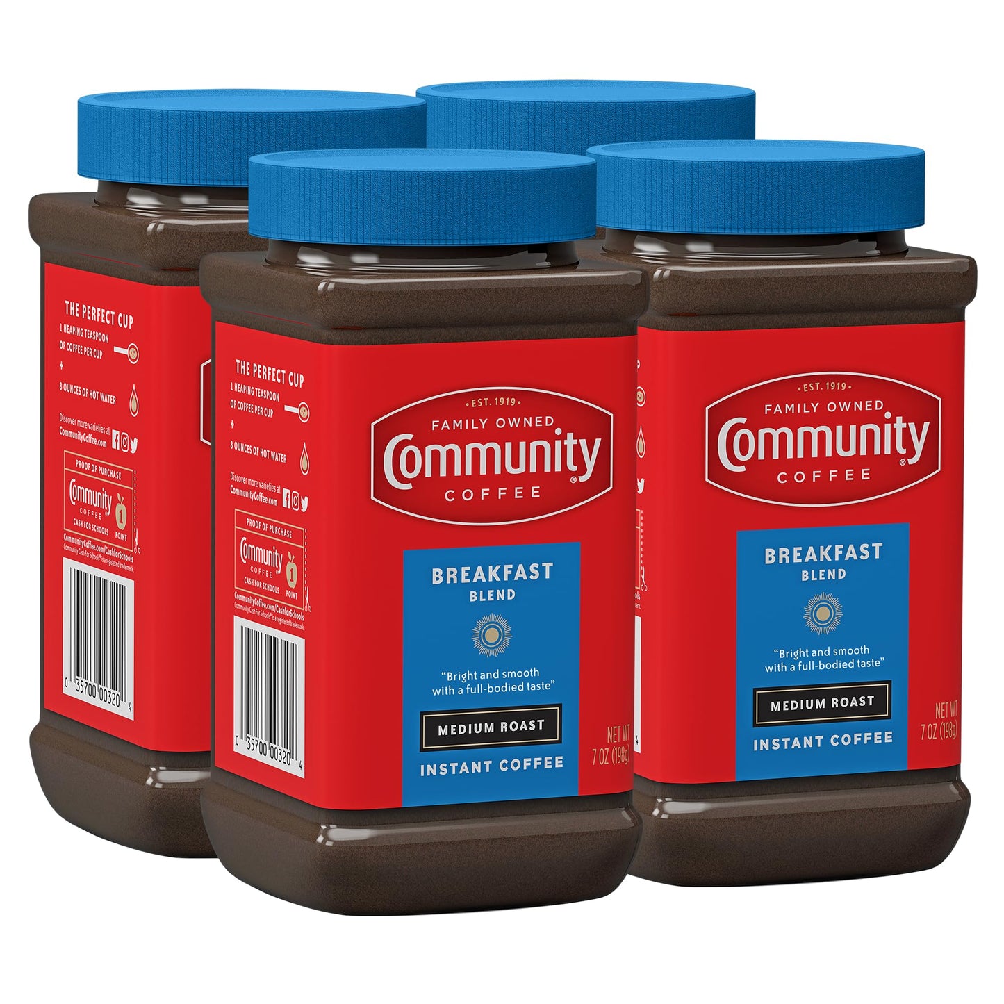 Community Coffee Breakfast Blend Instant Coffee Medium Roast 7 Oz Jar (Pack Of 4)