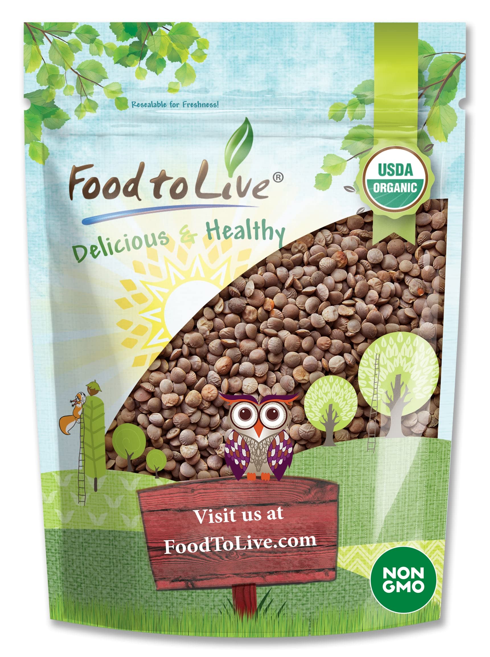 Food to Live Organic Whole Red Lentils, 3 Pounds Non-GMO, Dry Raw Lentils, Sproutable, Vegan, Kosher, Bulk. Easy to Cook. Good S