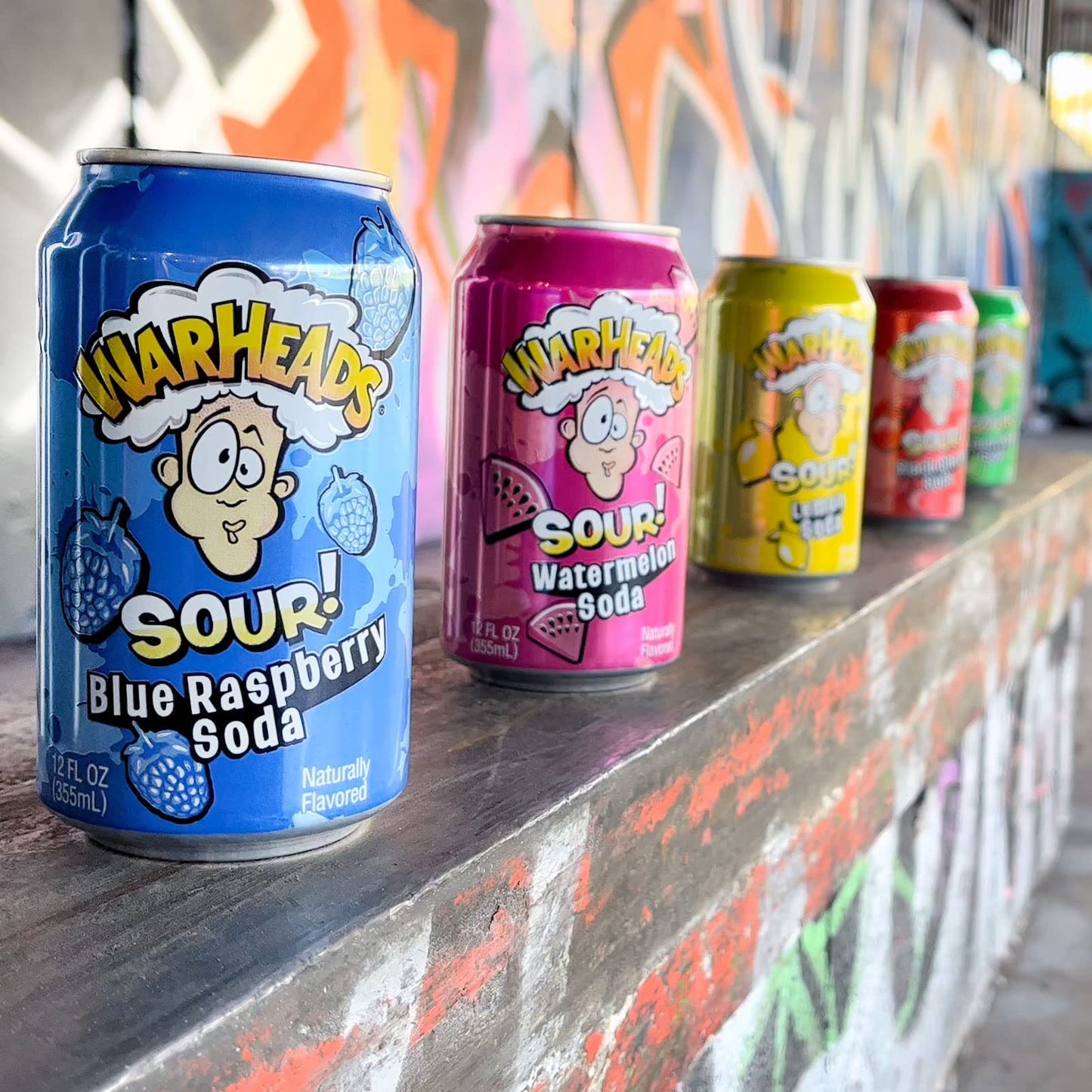 Warheads Soda - Sour Fruity Soda, Classic Flavors, 12 Fl Oz (Pack of 5)