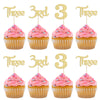 24 Pack 3rd Birthday Cupcake Toppers Glitter Third Birthday Three Cupcake Picks for Baby Shower 3rd Birthday Anniversary Party C