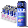 E.U.B. Strawberry Vanilla Sparkling Functional Beverage 12oz Can 50mg Caffeine 25 Calories with Nootropics & Adaptogens for Mood & Energy Support