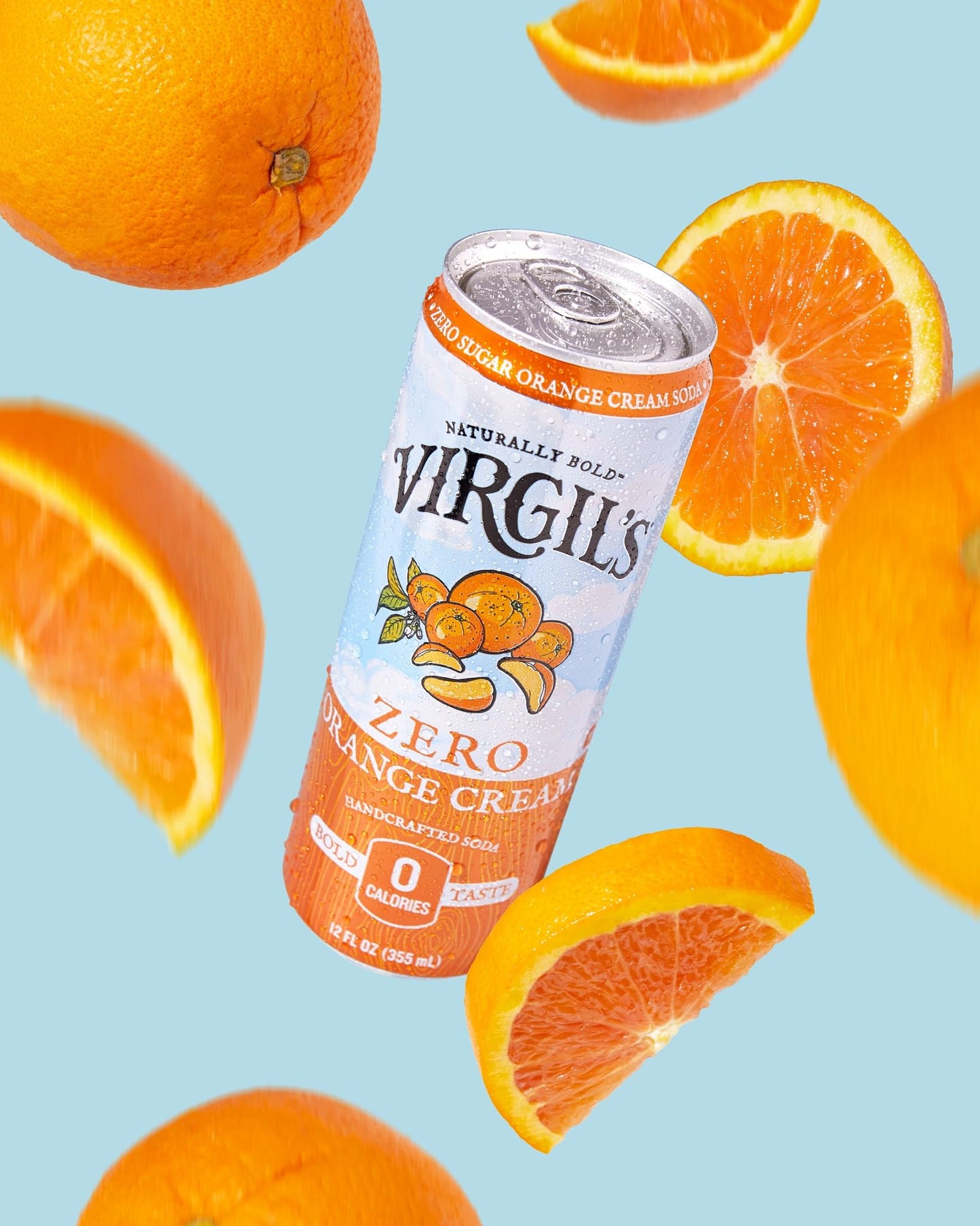 Virgil'S Zero Sugar Orange Cream Soda - Zesty Bold Flavor - 12Oz Slim Cans, 24 Pack