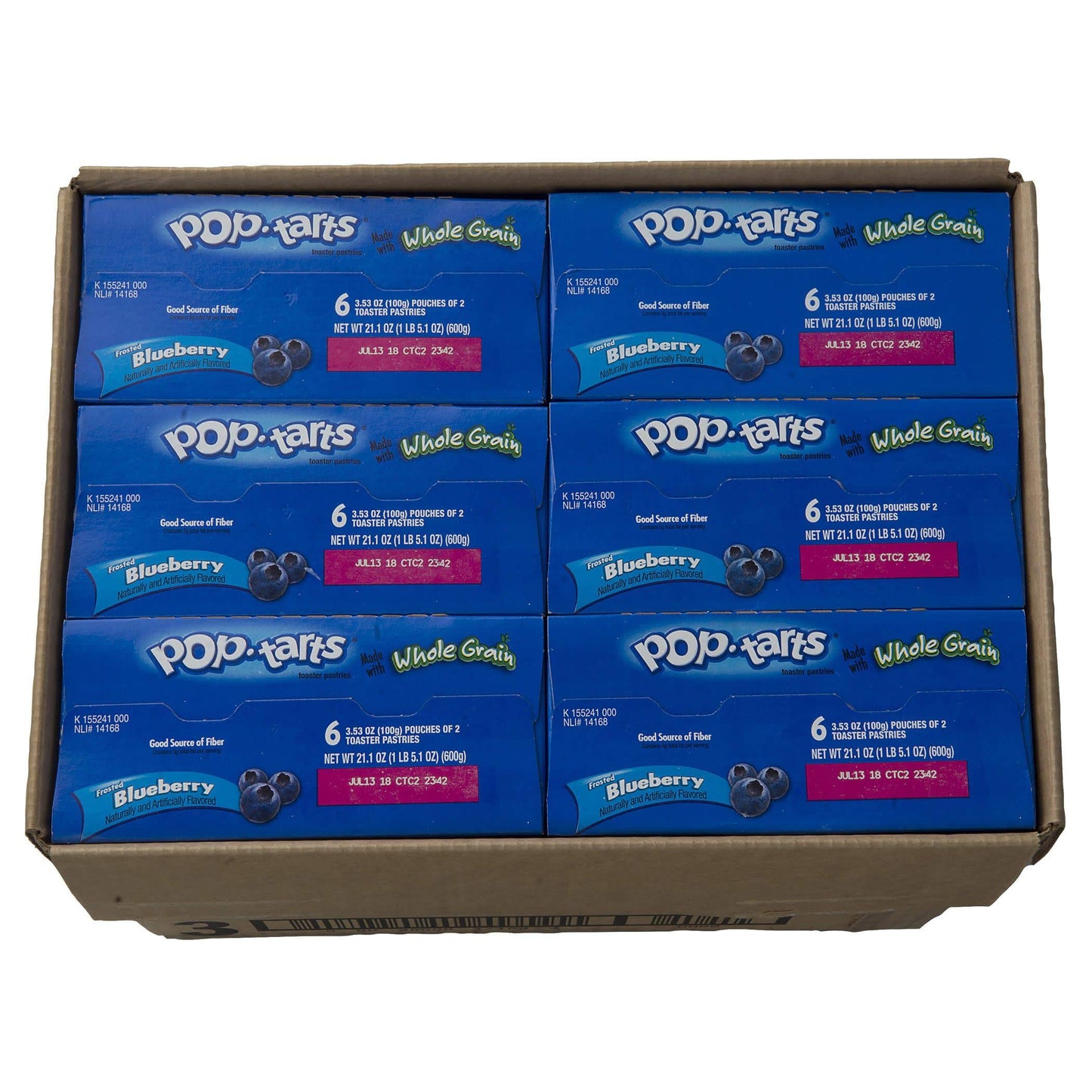 Pop-Tarts Made with Whole Grain; Toaster Pastries, Frosted Blueberry, 72 Count (Pack of 12, 22 oz Boxes)