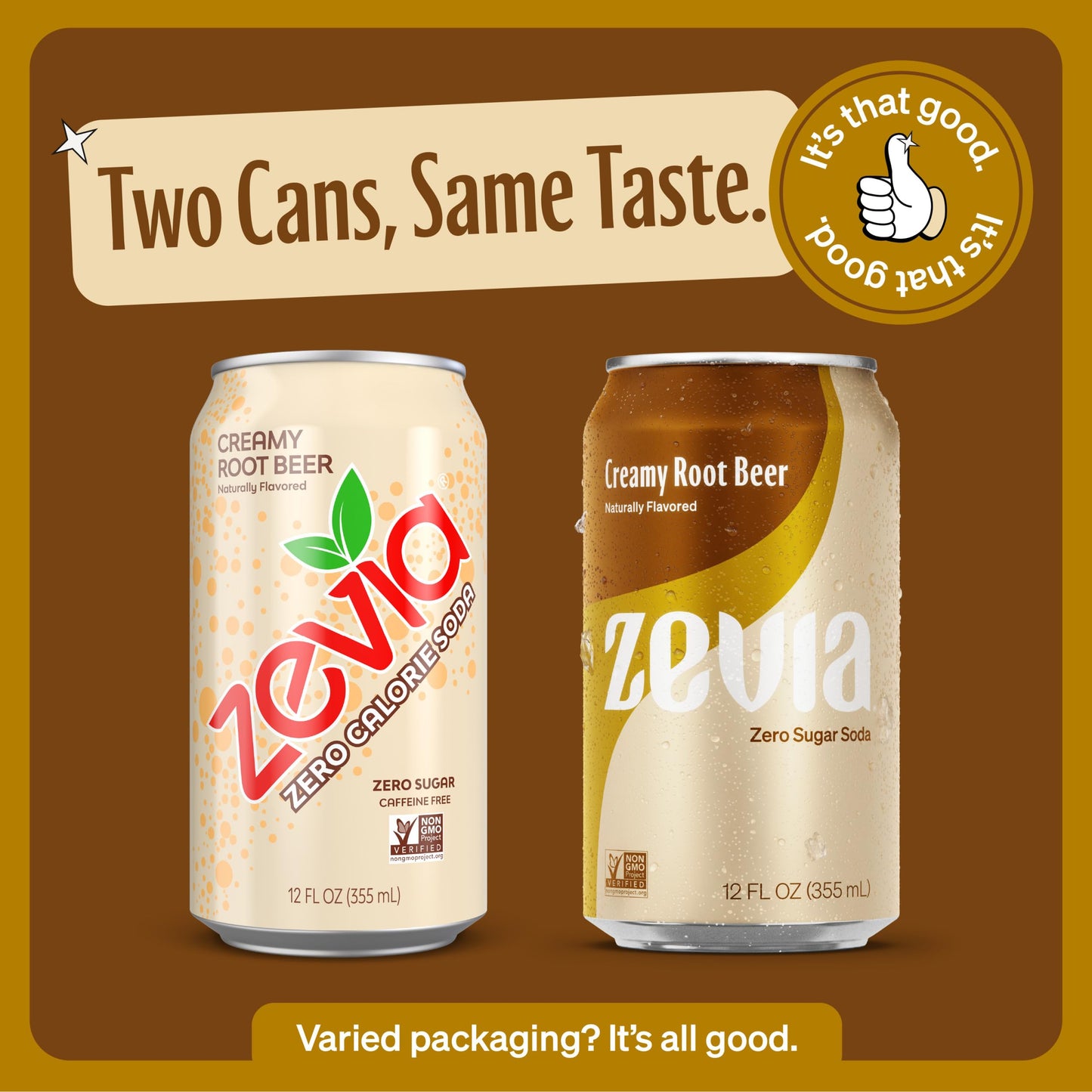 Zevia Zero Sugar Soda Creamy Root malt-inspired 12 oz Cans 8-Pack Non-GMO Gluten-Free Vegan