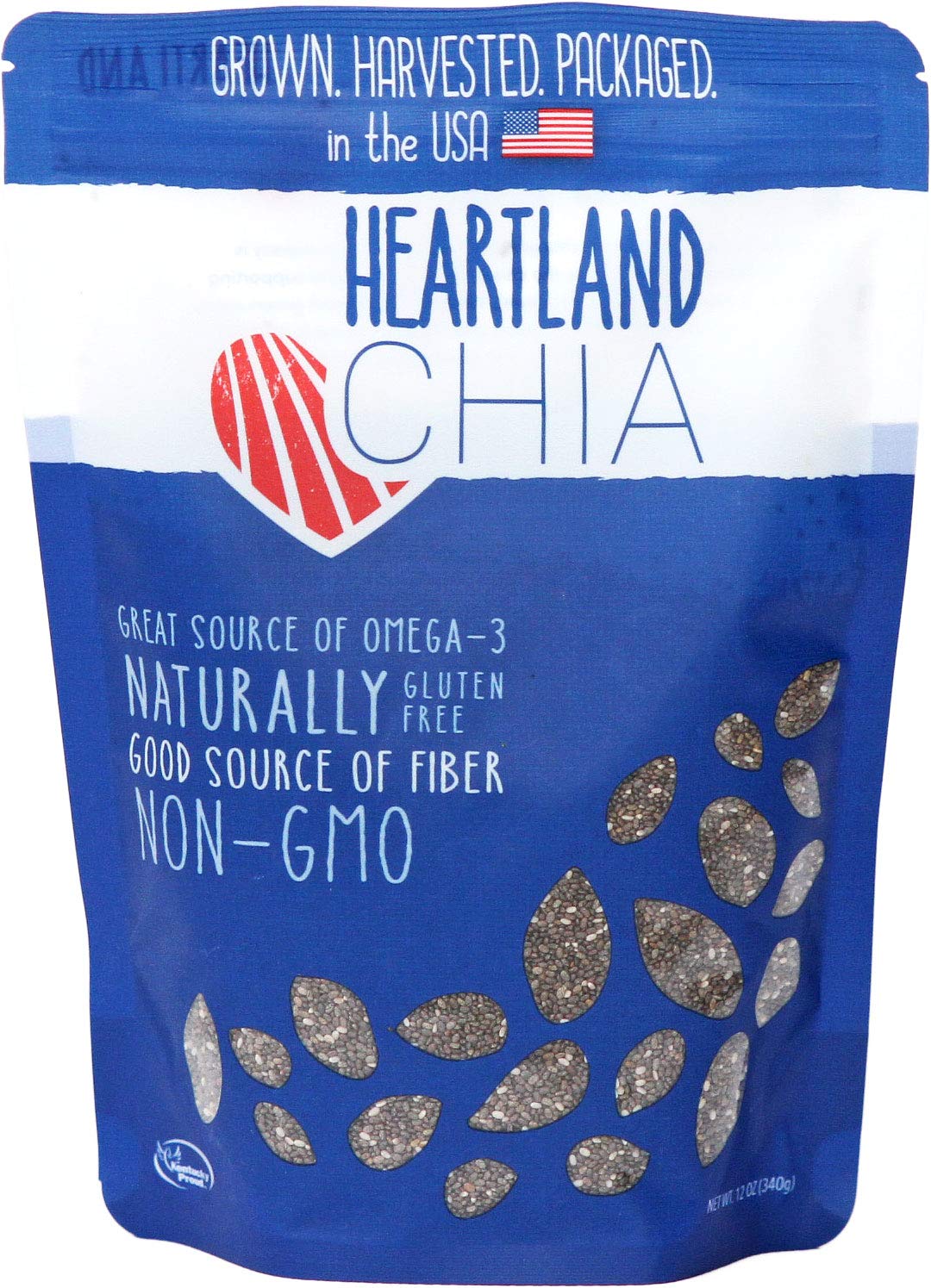 Heartland Chia, Usa Grown Whole Raw Black Chia Seeds, 12 Oz | Sustainable, Non-Gmo, Farm-Direct