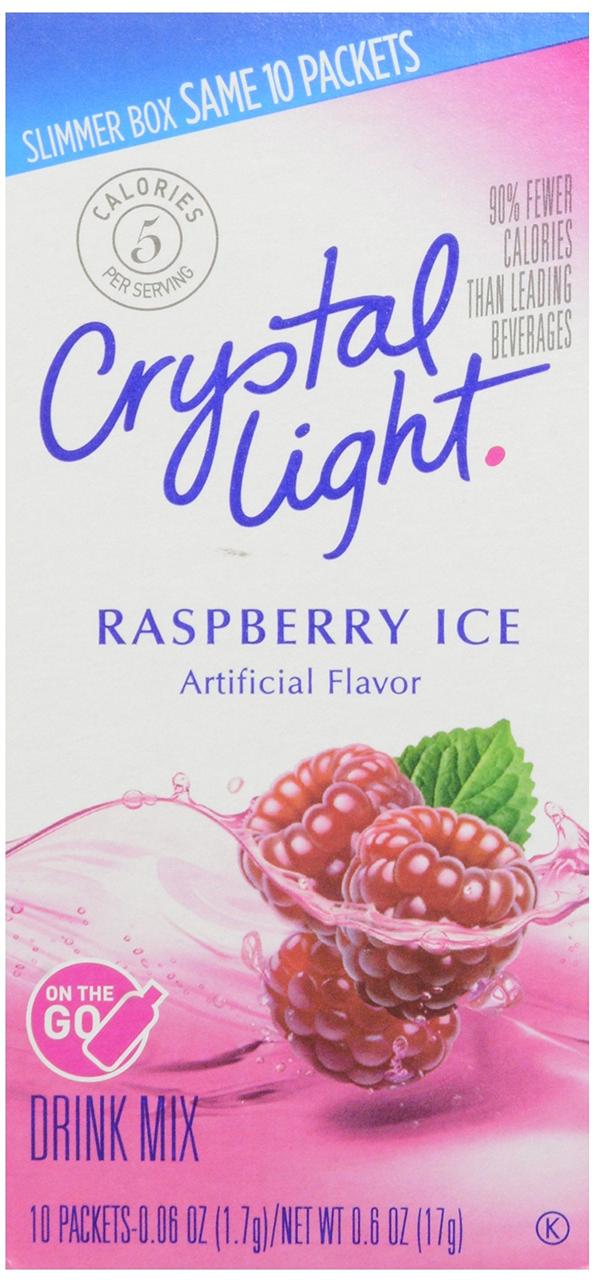 Crystal Light Sugar-Free Raspberry Ice On-The-Go Powdered Drink Mix 1 Box Of 10 Packets