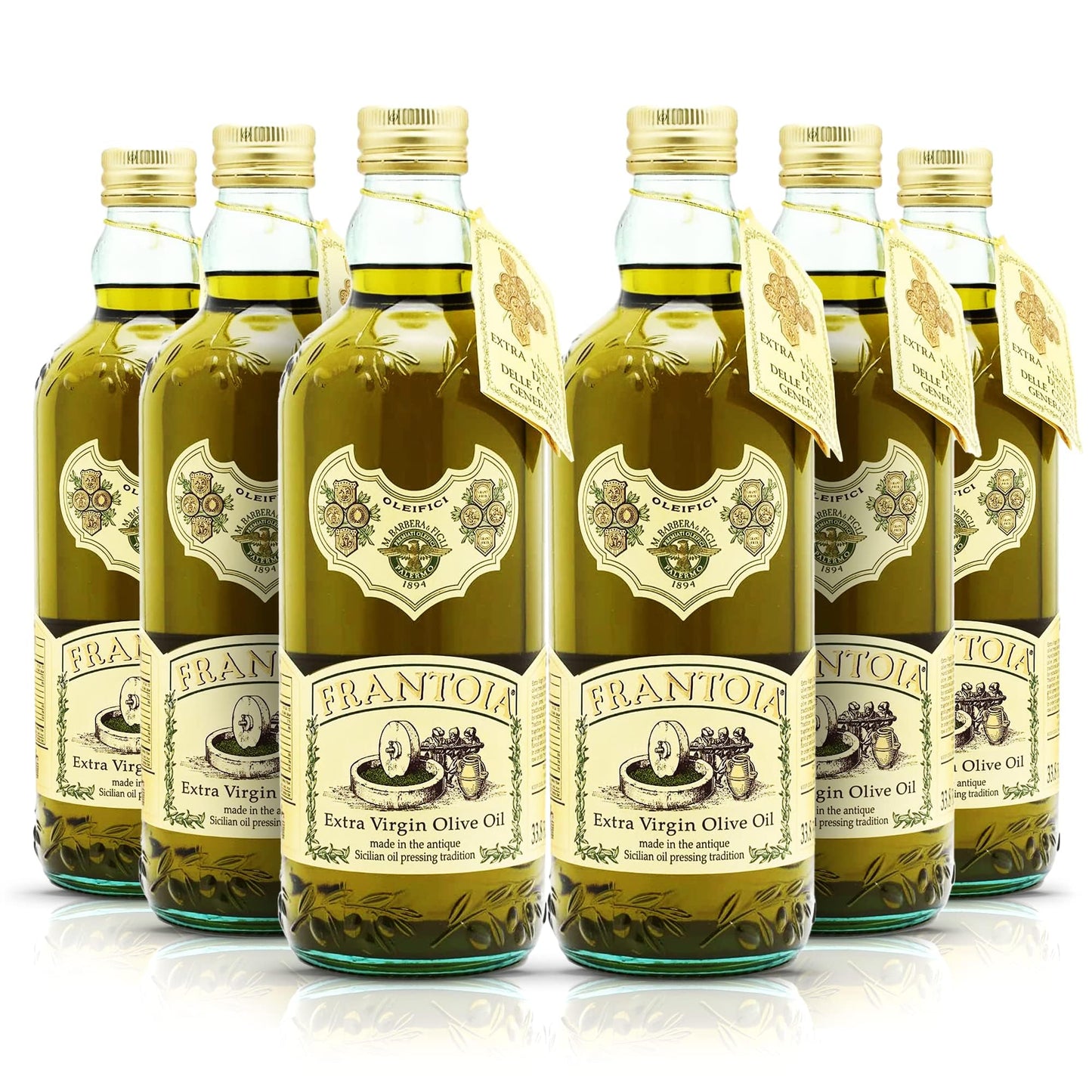 Frantoia Extra Virgin Olive Oil from Italy - Fruity, Unfiltered, Cold Extracted Authentic Sicilian Olive Oil - Fresh Harvest, Imported From Italy - 33.8 fl oz - Pack of 6