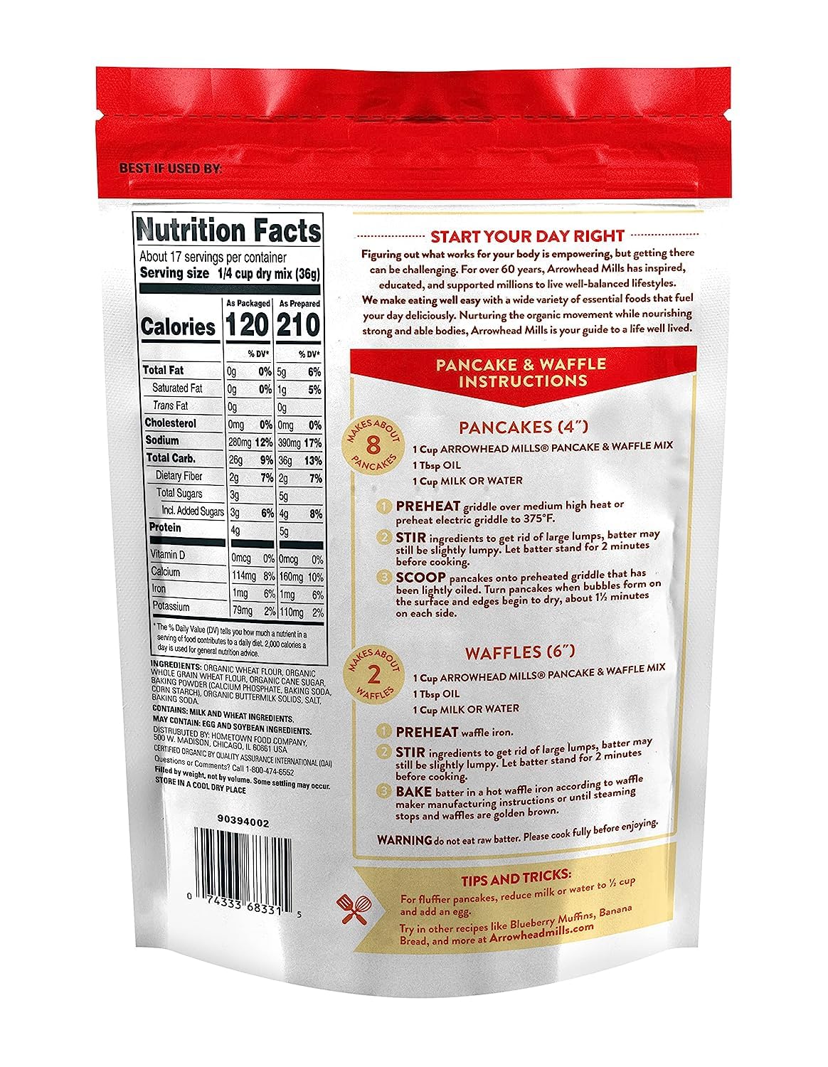 Arrowhead Mills Buttermilk Pancake & Waffle Mix, 26 oz.