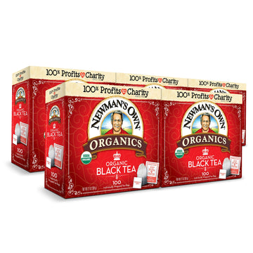 Newmans Own Organics 100 Individually Wrapped Tea Bags, Black Tea, 100 Teabags (Pack of 5)