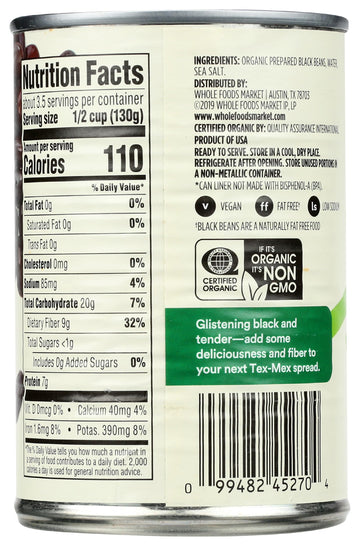 365 by Whole Foods Market, Organic Black Beans, 15 Ounce