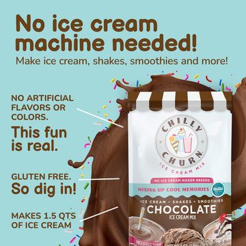 Chilly Churn Chocolate Ice Cream, Shakes, Smoothies Mix By Frostline Brand, Use With Ice Cream Machine, Countertop Creamer, Blen