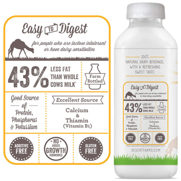 Desert Farms Organic Fresh Frozen Camel Milk - 16 Fl Oz (Pack of 6) - Allergen Free, Pure & Natural Grade A