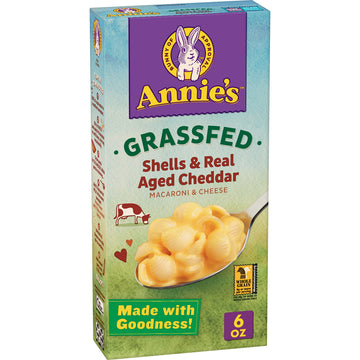 Annie 's Organic Macaroni and Cheese Dinner, Shells and Real Aged Cheddar, Grassfed, 6 oz