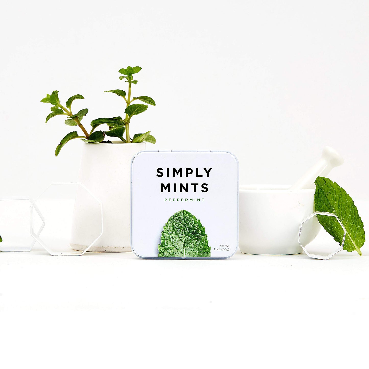 Simply Mints | Peppermint Breath Mints | Pack Of Six (180 Pieces Total) | Breath Freshening + Aspartame-Free + Vegan + Non-Gmo