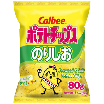 Calbee Potato Chips (Seaweed & Salt, 2.8 Oz) | Taste The Tradition Of Japanese Snacks | Enjoy These Irresistible & Deliciously C