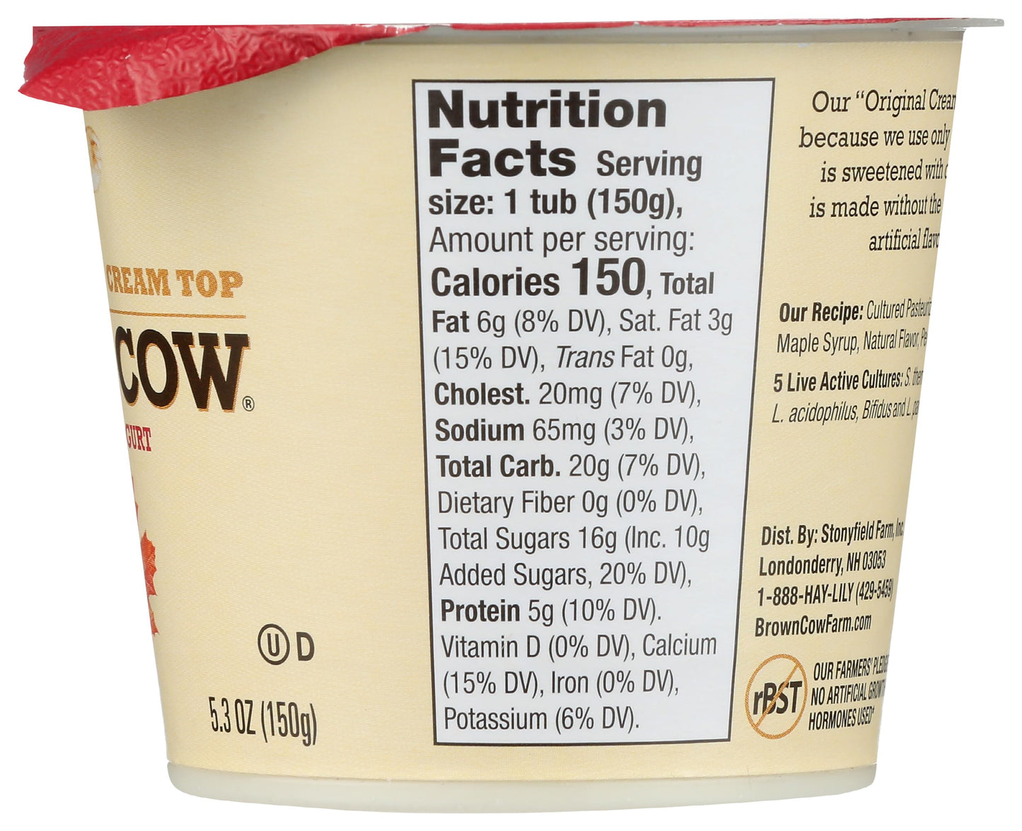 Brown Cow Farm Maple Whole Milk Yogurt, 5.3 OZ
