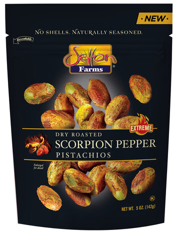 Setton Farms Pistachios, Scorpion Pepper Extreme Flavor, Naturally Seasoned, Dry Roasted No Shell, Non-GMO Project Verified, Glu
