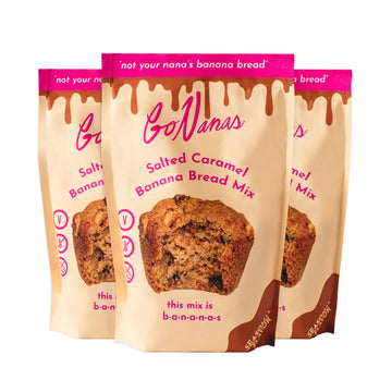 Gonanas Salted Caramel Banana Bread Mix, Vegan, Gluten Free Healthy Snacks Oat Flour Banana Bread Or Banana Muffin Mix Women Own