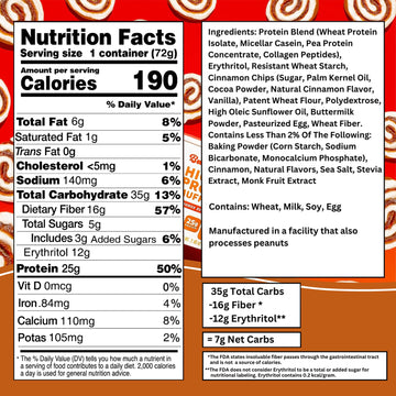 Bootylicious | High-Protein Muffin | 25g Protein, 7g Net Carbs, 2.32-2.75oz Cup, 12-Pack (Cinnamon Bun)