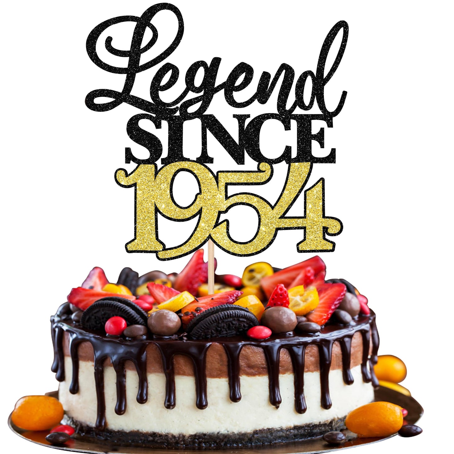 Rsstarxi 1 Pack Legend Since 1954 Cake Topper Black Gold Glitter Seventy Cheers To 70Th Birthday Cake Decoration For Happy 70Th Men And Women Birthday Wedding Anniversary Party Cake Decorations