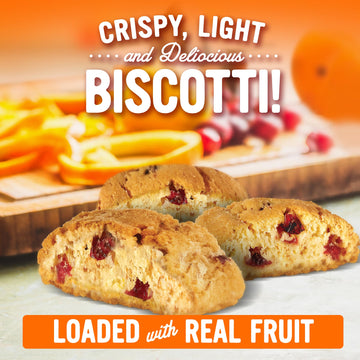 Cooper Street Twice Baked Orange Cranberry Biscotti Cookies - Crispy Mini Biscotti Cookies Ideal with Coffee - Traditional Low C