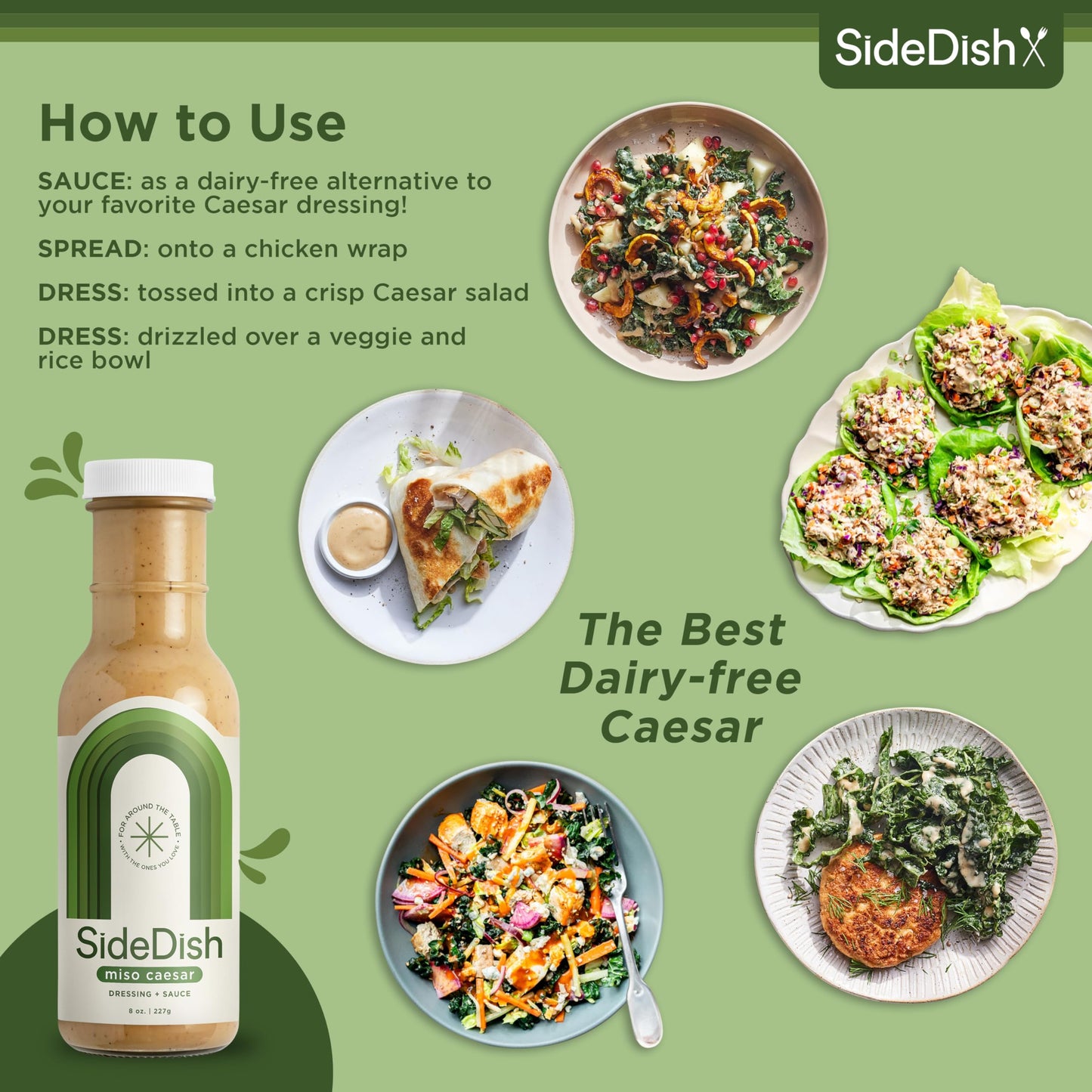 Miso Caesar Dressing (Pack Of 3) - Seed Oil Free Salad Dressing Made W/Avocado Oil - Refined Sugar Free, Dairy & Gluten Free Dip