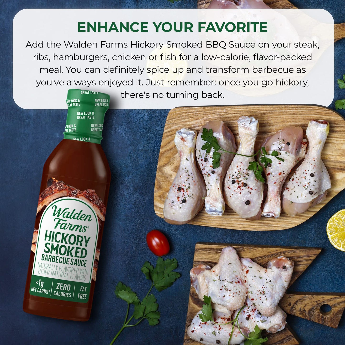 Walden Farms Hickory Smoked BBQ Sauce, Zero Calorie, Sugar Free, Keto, 12 oz Bottles, 6-Pack