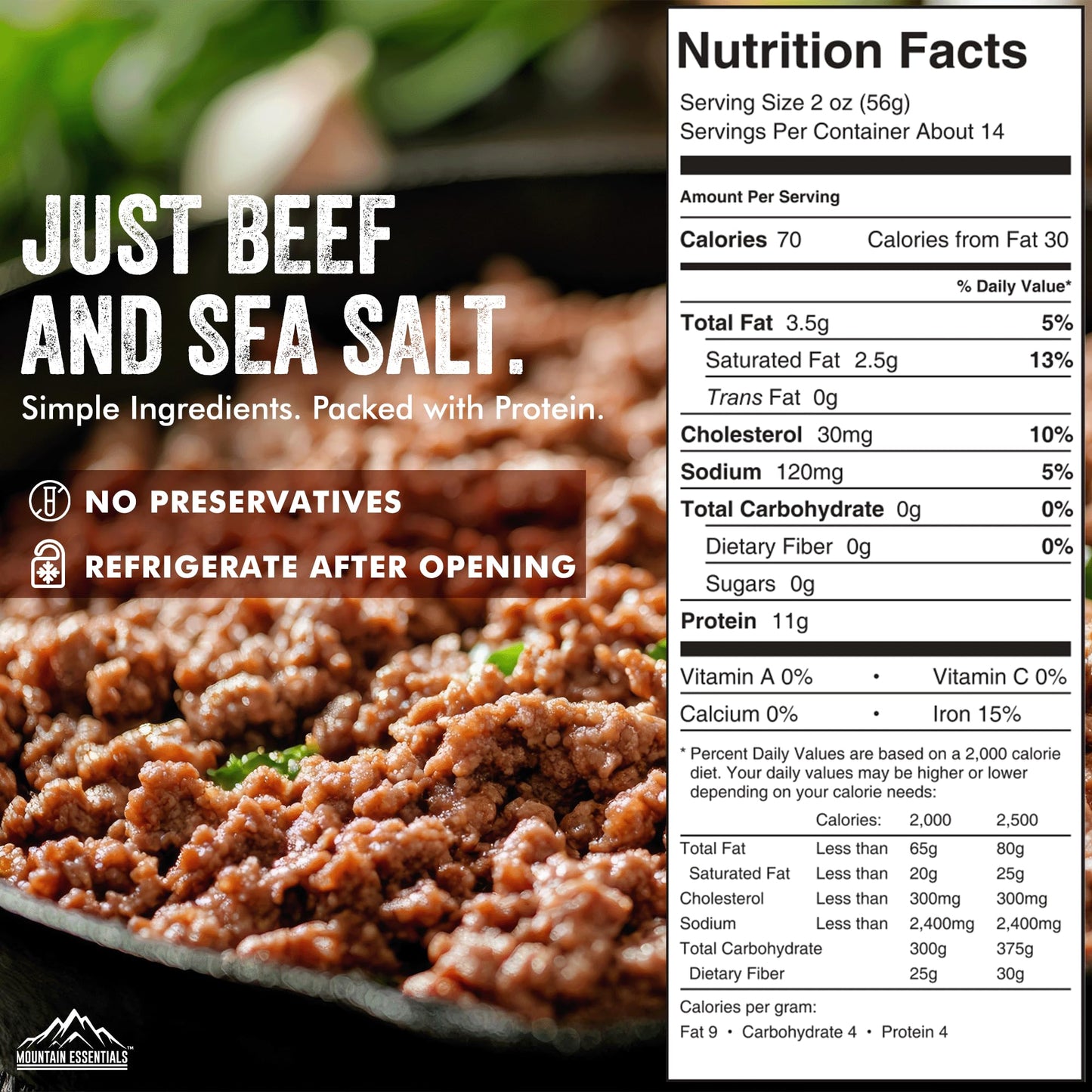 MOUNTAIN ESSENTIALS Canned Ground Beef Fully Cooked Ready to Eat 28 Ounce Pack of 1 No Water Added No Preservatives