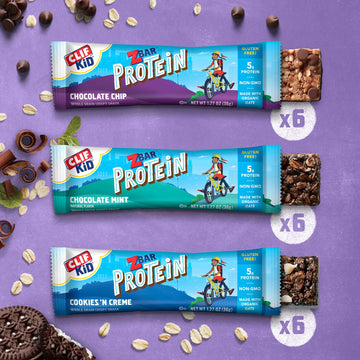 Zbar Protein - Chocolate Chip, Chocolate Mint, And Cookies 'N Creme - Variety Pack - Crispy Snack Bars - Made With Organic Oats