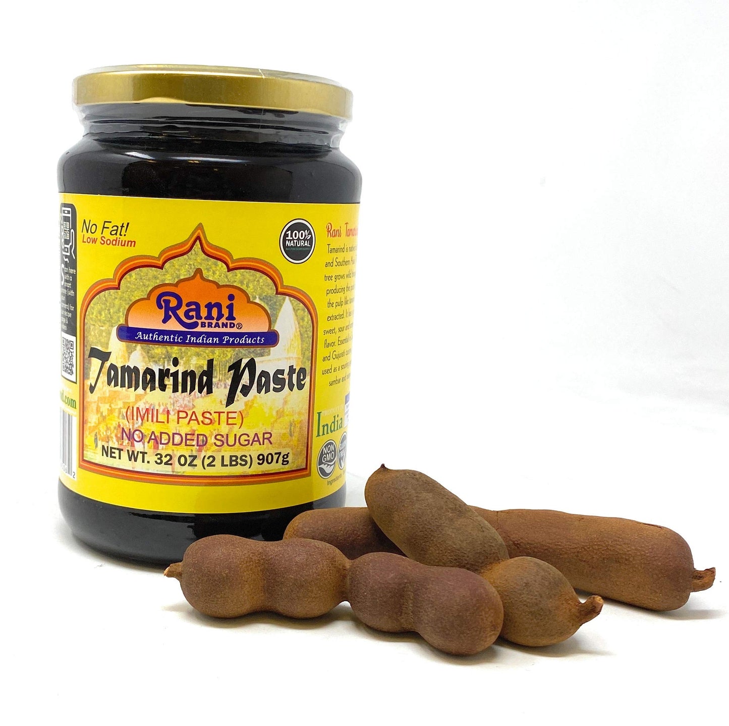 Rani Tamarind Paste Puree (Imli) 32oz (2lbs) 908g Bulk Glass Jar, No added sugar ~ All Natural | Vegan | Gluten Free | No Colors