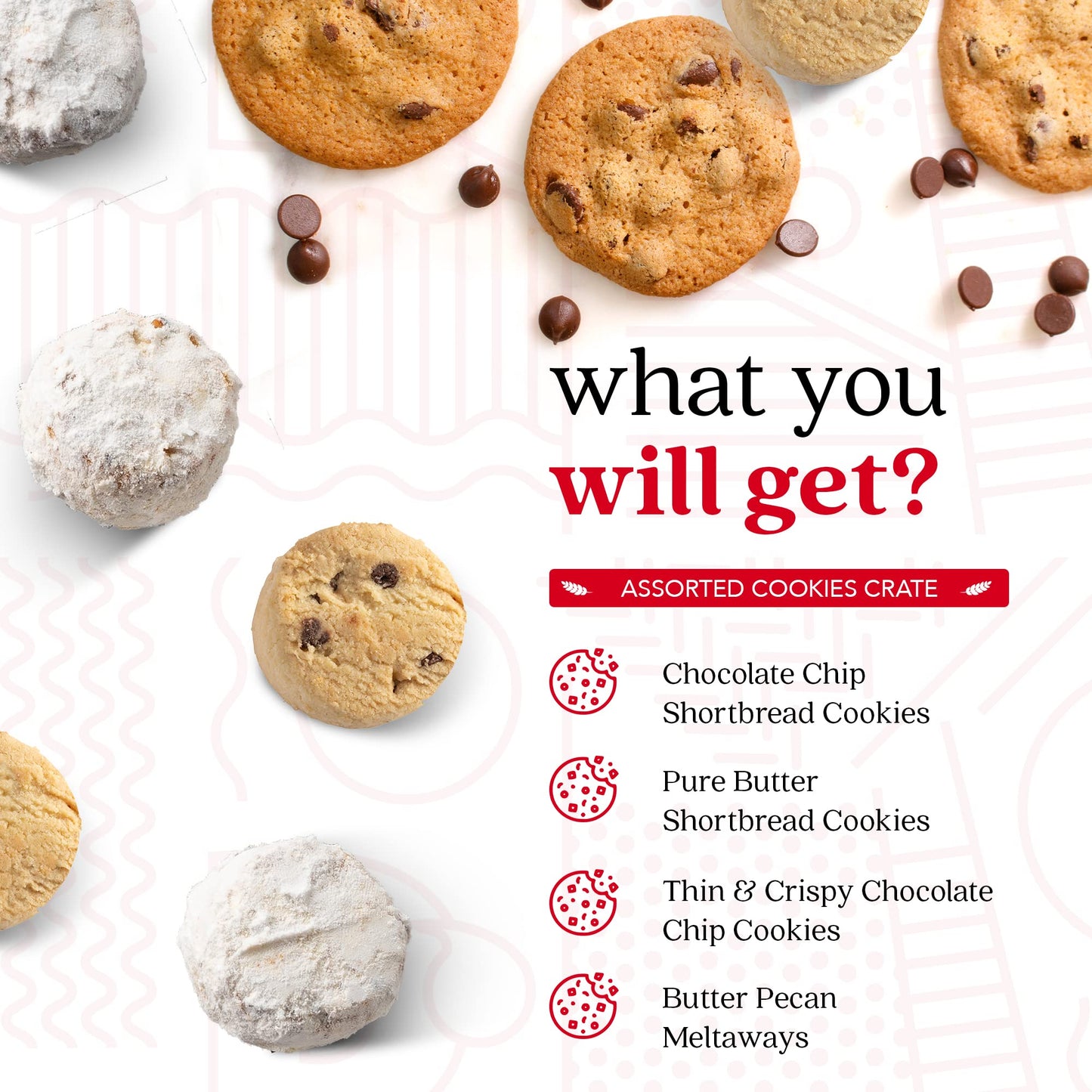 Davids Cookies Cookie Gift Basket - Deliciously Flavored Assorted Cookies in a Lovely Gift Basket - Gourmet Thin Crispy Cookies,