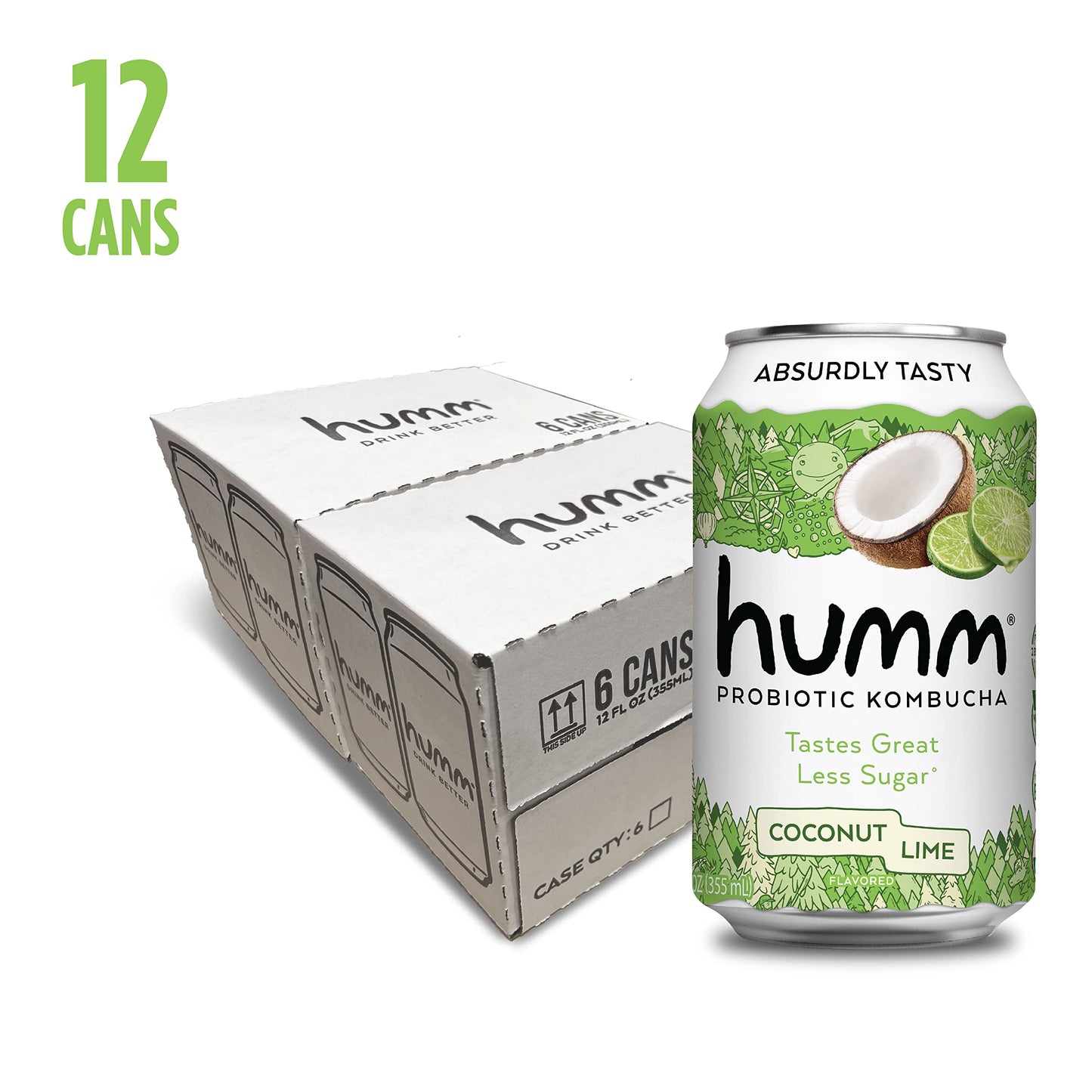 Humm Kombucha Coconut Lime - Organic, Vegan & Gmo-Free (12 Pack)