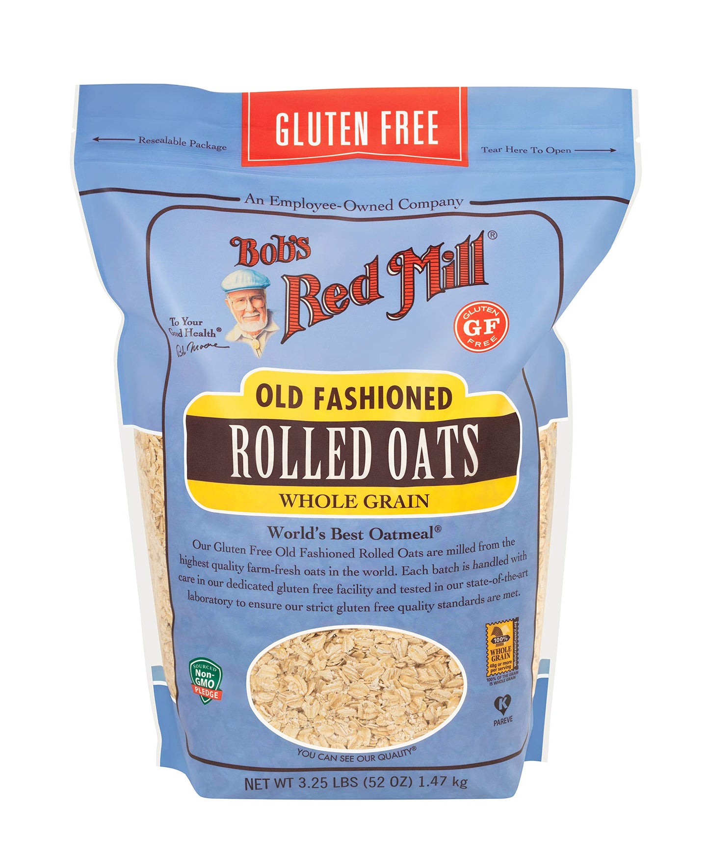 Bobs Red Mill Gluten Free Old Fashioned Rolled Oats, 52oz (Pack of 1) - Non GMO, Whole Grain, Vegan, Kosher